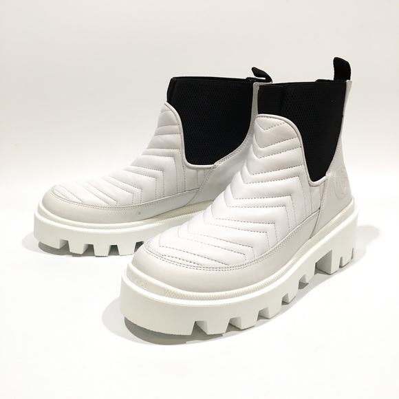 GUCCI Women's Matelassé Chelsea Ankle Boots -White Leather -US 7 -NEW - Picture 5 of 8